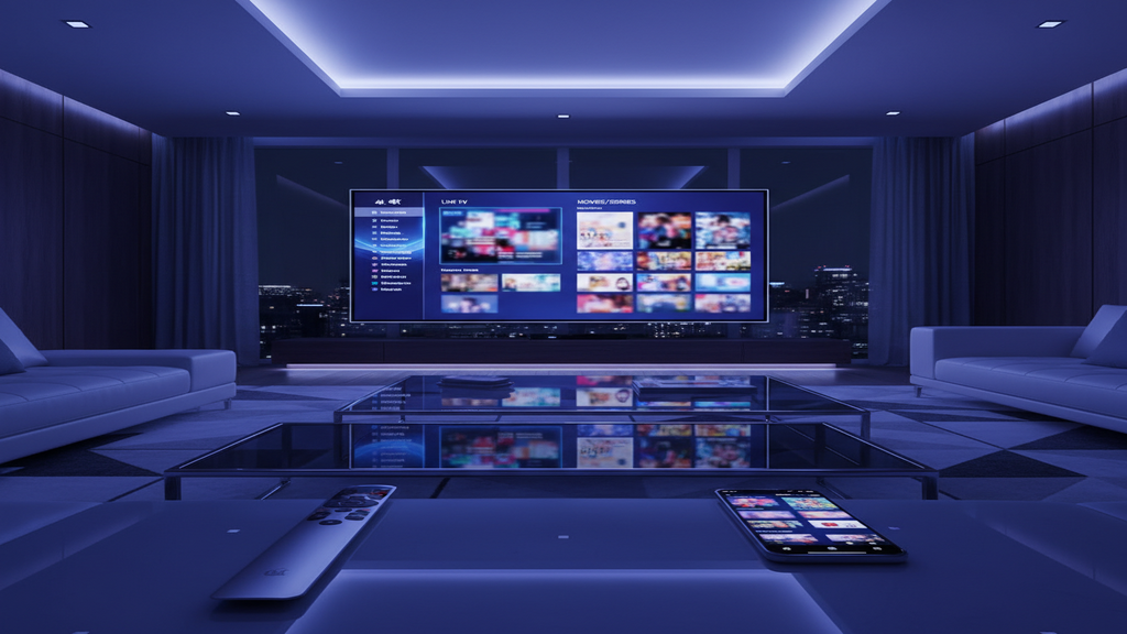 Un guide complet sur l'abonnement IPTV pro affiché sur un écran de Smart TV.