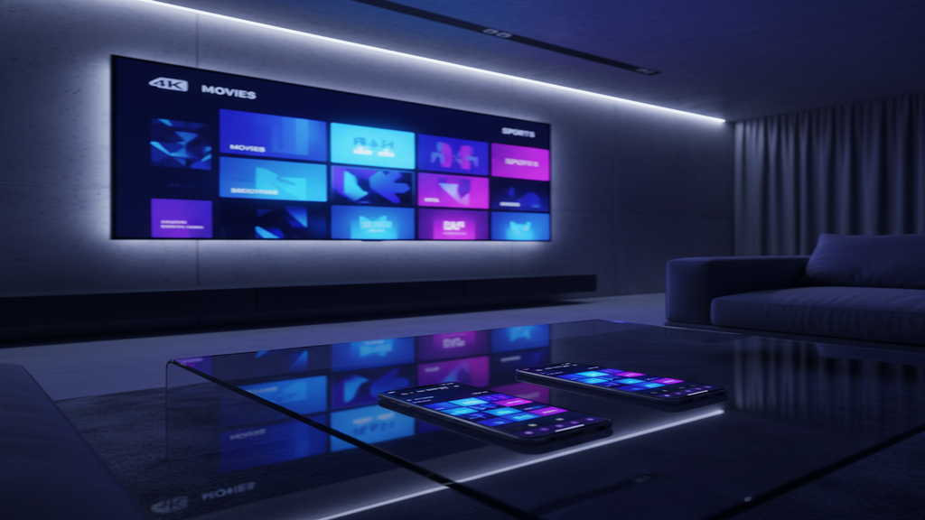 Un écran de Smart TV affichant une interface pour un abonnement pour IPTV