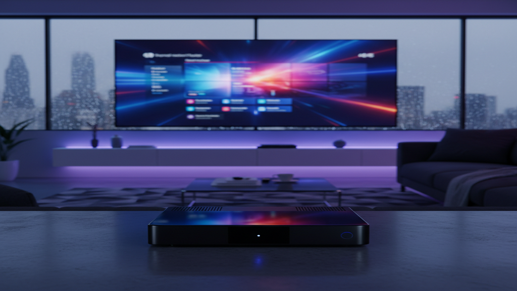 Sélection de plusieurs IPTV boitier posés sur une table de salon